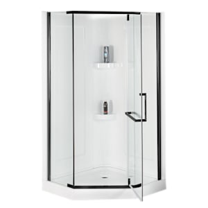 TASSILI Beaufort Neo-Angle Corner Shower 38 in. Clear Glass Black Finish