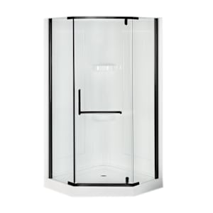 TASSILI Beaufort Neo-Angle Corner Shower 38 in. Clear Glass Black Finish