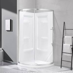 Douche de coin ronde Claire verre clair finition chrome 36 po