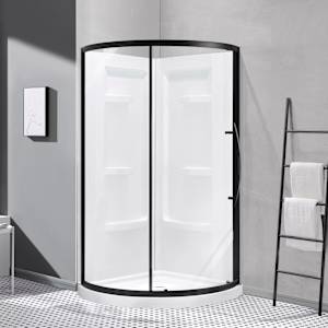 Claire Round Corner Shower 38 in. Clear Glass Black Finish