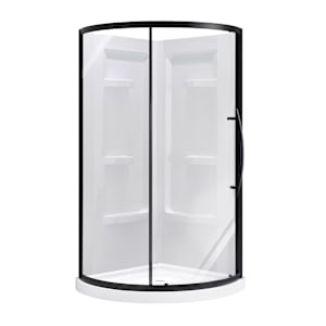 Claire Round Corner Shower 38 in. Clear Glass Black Finish