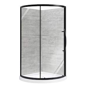 Claire Round Corner Shower 34 in. Clear Glass Black Finish