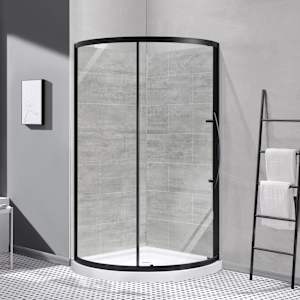 Claire Round Corner Shower Clear Glass Black Finish 38 in.