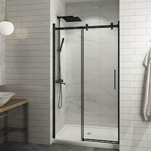 TASSILI SUPRA Alaska Alcove Shower 48 in. x 32 in. Square Finish Black