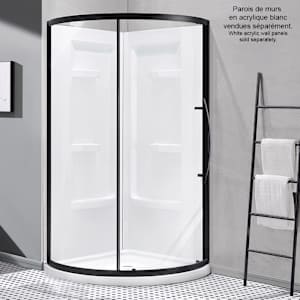 Claire Round Corner Shower 36 in. Clear Glass Black Finish