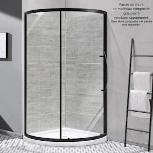 Claire Round Corner Shower 36 in. Clear Glass Black Finish