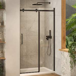 TASSILI SUPRA Alaska Sliding Shower Door 48 in. Round Finish Black