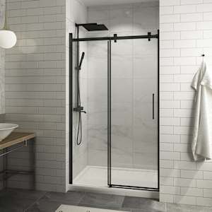 TASSILI SUPRA Alaska Sliding Shower Door 48 in. Square Finish Black