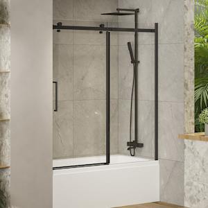 TASSILI SUPRA Alaska Bath Shower Door 60 in. Round Finish Black