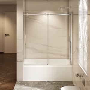 TASSILI SUPRA Alaska Bath Shower Door 60 in. Square Finish Chrome