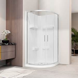 Douche de coin néo-ronde Norvège verre givré finition chrome 32 po TASSILI