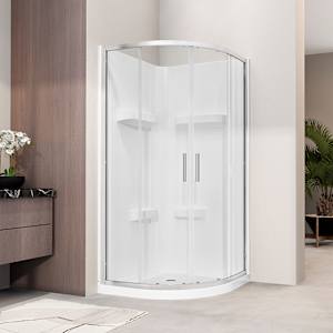 Douche de coin néo-ronde Norvège verre givré finition chrome 34 po TASSILI