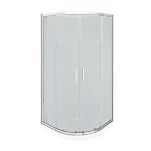 TASSILI Norvège Neo-Round Corner Shower 36 in. Frosted Glass Chrome