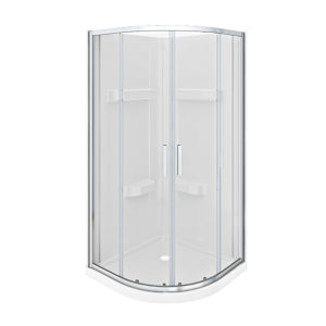 Douche de coin néo-ronde Norvège verre clair finition chrome 38 po TASSILI