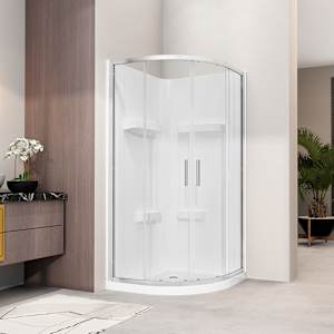 Douche de coin néo-ronde Norvège verre givré finition chrome 38 po TASSILI