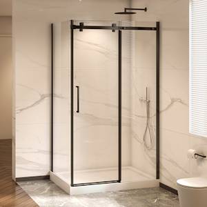 TASSILI SUPRA Alaska Corner Shower Square Finish Black 48 in x 36 in