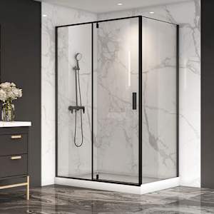TASSILI SUPRA Labrador Corner Shower Black Finish 48 in x 32 in