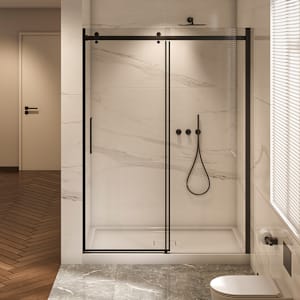 TASSILI SUPRA Alaska Alcove Shower Round Finish Black 48 in x 32 in