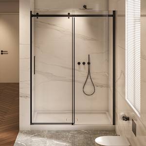 TASSILI SUPRA Alaska Alcove Shower Round Finish Black 60 in x 36 in