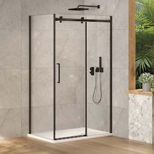 TASSILI SUPRA Alaska Low Base Corner Shower Round Finish Black 48 in x 32 in