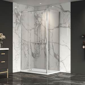 TASSILI SUPRA Labrador Low Base Corner Shower Chrome Finish 48 in x 32 in