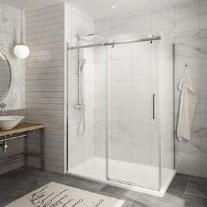 TASSILI SUPRA Alaska Low Base Corner Shower Square Finish Chrome 60 in x 36 in