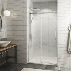 TASSILI SUPRA Alaska Low Base Alcove Shower Square Finish Chrome 48 in x 36 in