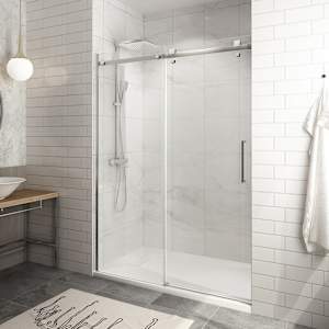 Douche en alcôve Alaska à base surbaissée finition carrée chrome 60 po x 36 po TASSILI SUPRA
