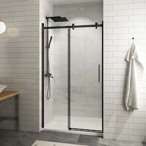 TASSILI SUPRA Alaska Low Base Alcove Shower Square Finish Black 48 in x 32 in