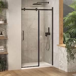 TASSILI SUPRA Alaska Low Base Alcove Shower Round Finish Black 48 in x 32 in