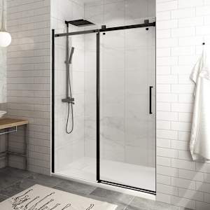 TASSILI SUPRA Alaska Low Base Alcove Shower Square Finish Black 60 in x 32 in