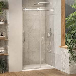 TASSILI SUPRA Alaska Low Base Alcove Shower Round Finish Chrome 48 in x 32 in