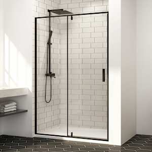 TASSILI SUPRA Labrador Low Base Alcove Shower Black Finish 48 in x 32 in