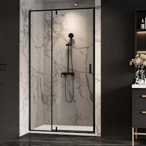 TASSILI SUPRA Labrador Low Base Alcove Shower Black Finish 48 in x 32 in