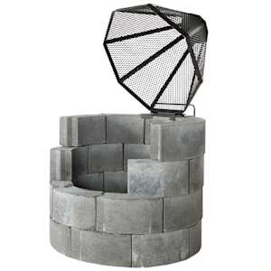 Concrete Block Fireplace with Fire Screen