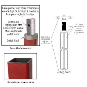 Colonne de soutien REDJACK 8 pi 8 po à 9 pi