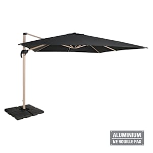 Parasol déporté en aluminium noir 9 pi 8 po x 9 pi 8 po VERTUO