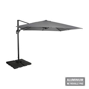 Parasol déporté en aluminium gris 9 pi 8 po x 9 pi 8 po VERTUO