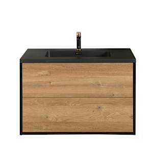 Meuble-lavabo Valentina fini pruche et noir 29 1/2 po TASSILI SUPRA