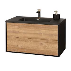 Meuble-lavabo Valentina fini pruche et noir 35 7/16 po TASSILI SUPRA