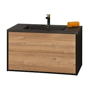 Meuble-lavabo Valentina fini pruche et noir 35 7/16 po TASSILI SUPRA