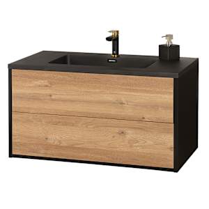 Meuble-lavabo Valentina fini pruche et noir 39 3/8 po TASSILI SUPRA
