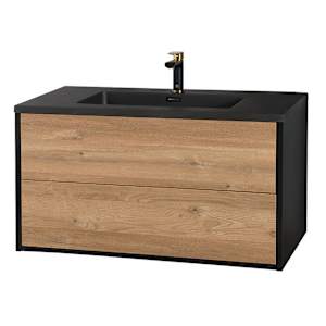 Meuble-lavabo Valentina fini pruche et noir 39 3/8 po TASSILI SUPRA