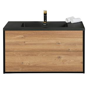 Meuble-lavabo Valentina fini pruche et noir 39 3/8 po TASSILI SUPRA