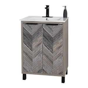 Meuble-lavabo Sienna fini chêne gris 24 po TASSILI