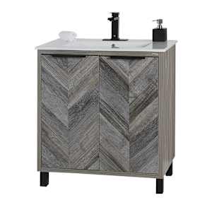Meuble-lavabo Sienna fini chêne gris 29 1/2 po TASSILI