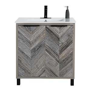 Meuble-lavabo Sienna fini chêne gris 29 1/2 po TASSILI