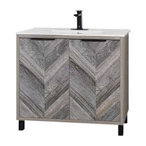 Meuble-lavabo Sienna fini chêne gris 35 7/8 po TASSILI