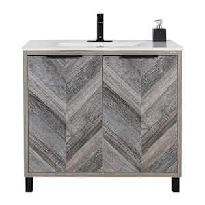 Meuble-lavabo Sienna fini chêne gris 35 7/8 po TASSILI