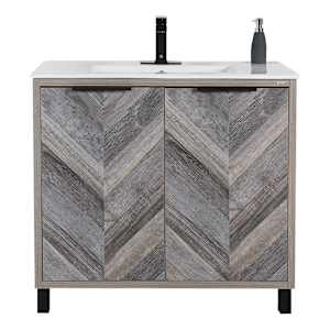 Meuble-lavabo Sienna fini chêne gris 35 7/8 po TASSILI